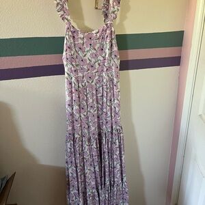 Floral Maxi Dress with Ruffled Straps